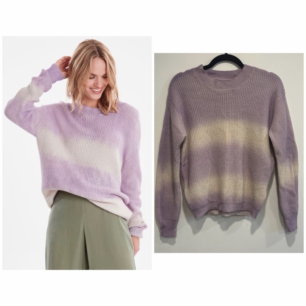 b.young Lavender and Cream Knit Sweater Size M